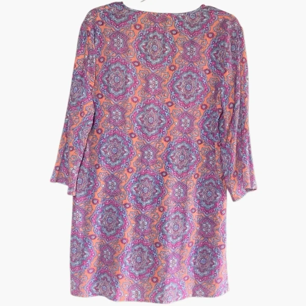 J Crew Paisley Medallion Tunic in Pink/Orange Womens L